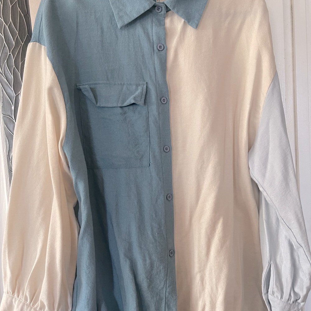 Shein Plus - Colorblock button down
